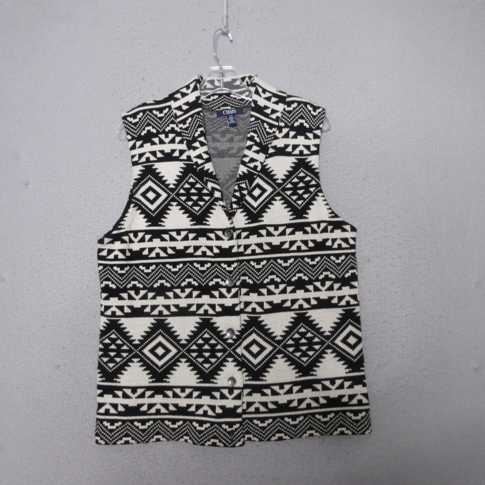 Chaps Sweater Women Vest Large Aztec Southwestern Geometric Tribal Boho Preppy